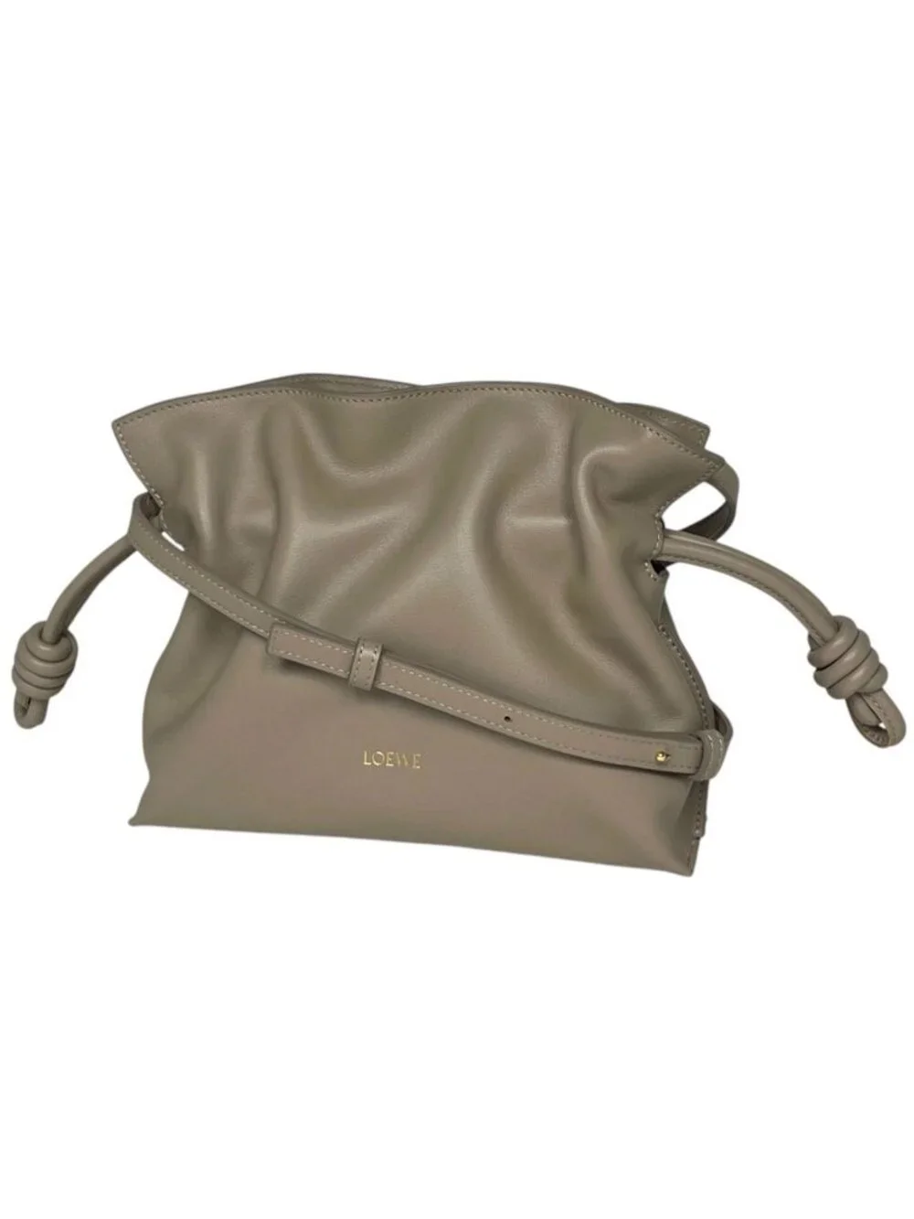 Loewe Flamenco Clutch Mini 2-Way Shoulder Bag Calf Beige